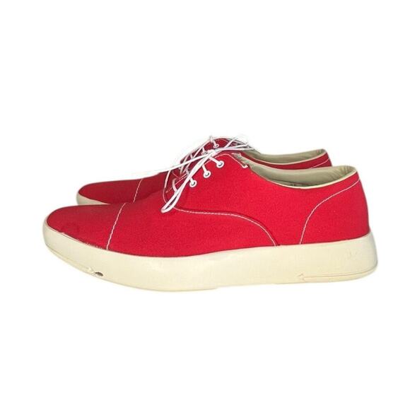 Mens Prada Italian Luxury Lace Up Sneakers Size 8 Red White - Picture 2 of 6